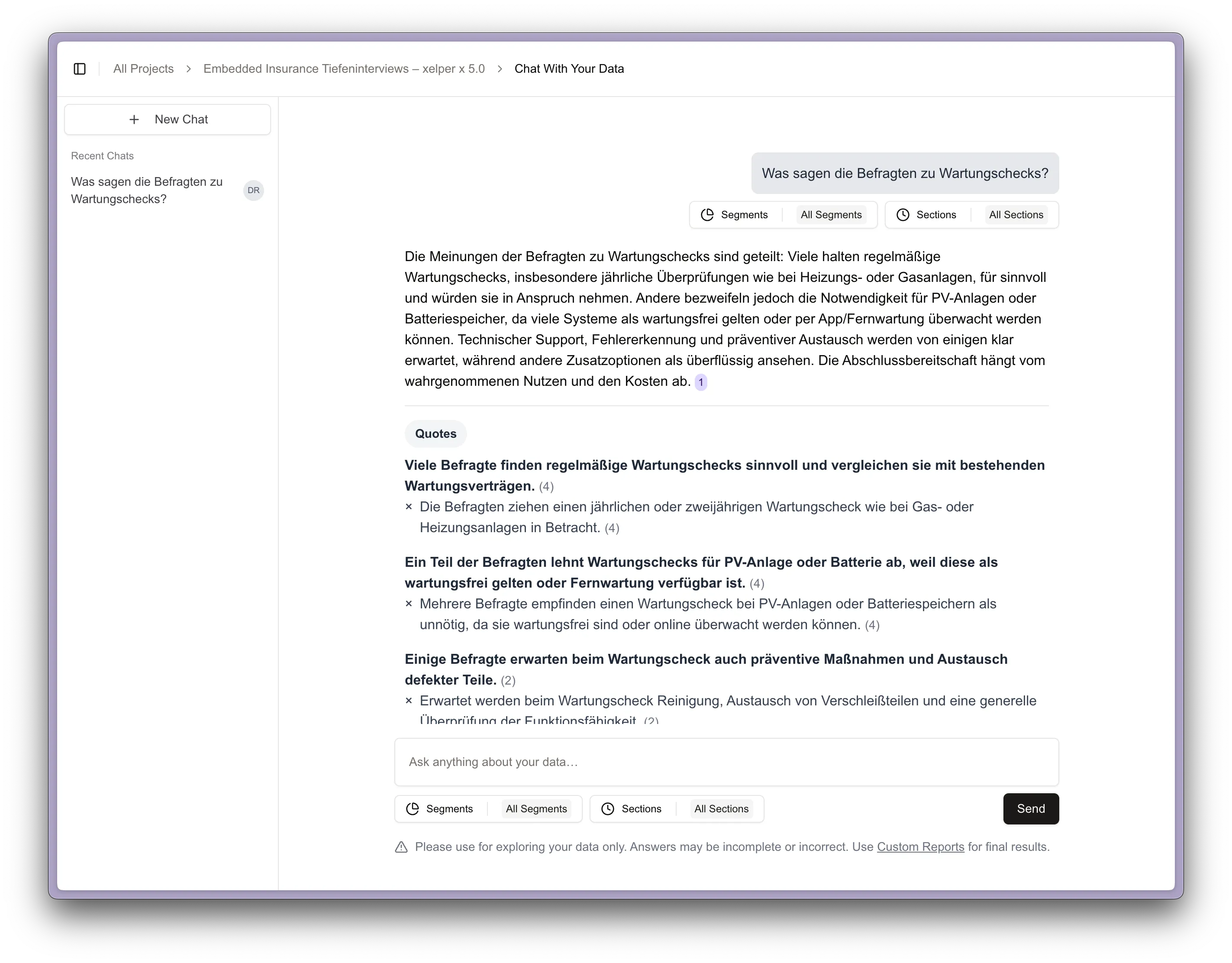 Chat with Your Data für schnelle Exploration