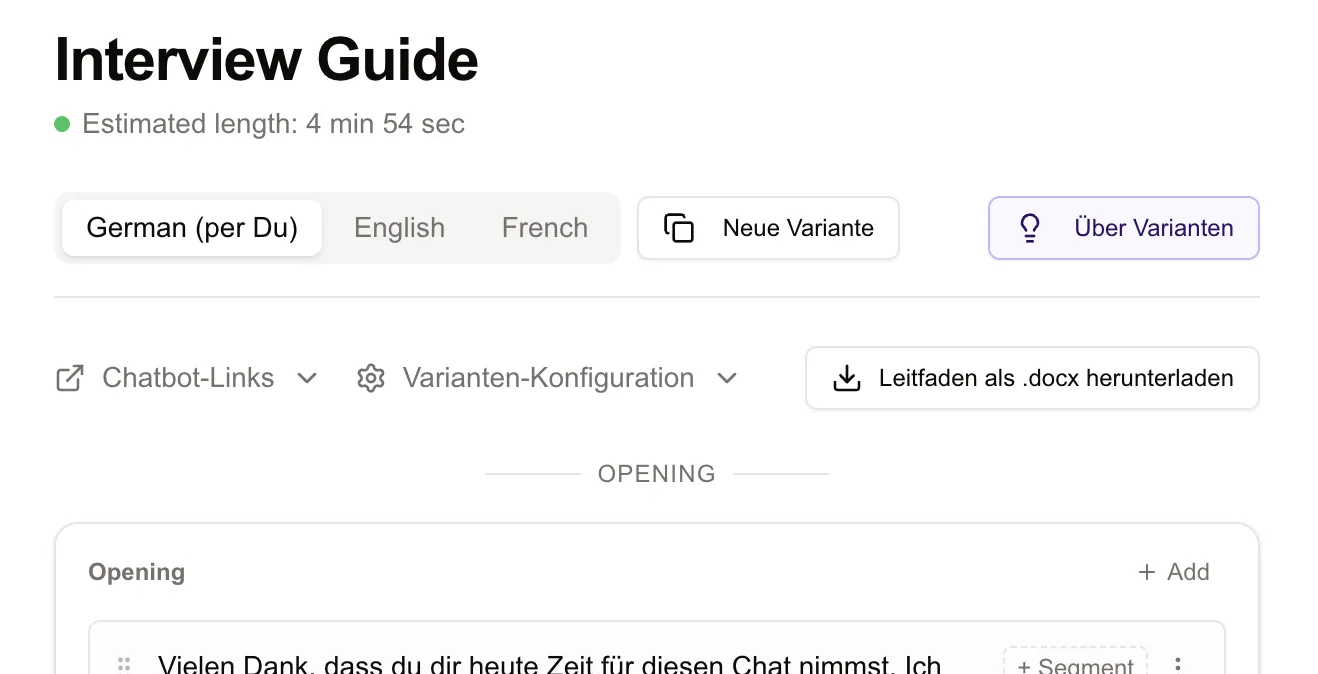 Leitfaden-Varianten und Übersetzungen